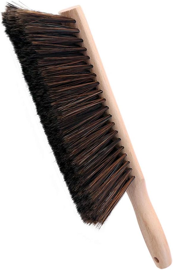 Soft Bristle Hand Brush Wooden Handle for Woodworking Shop Bench, Sawdust Removal Non-Scratch 14 Inch Long (Brown)