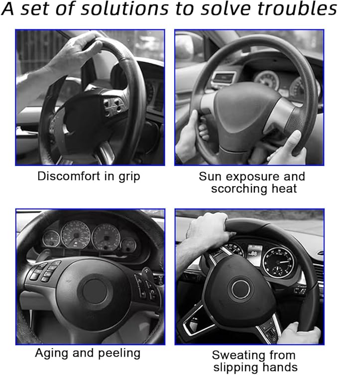 Mandark 3PCS Carbon Fiber Car Steering Wheel Cover, Anti-Skid Leather Vehicle Segmented Steer Wheel Protector, Auto Interior Protection Guard Accessories, Universal for Most Cars (Orange)