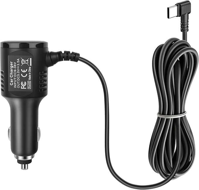 USB-C Car Charger for Dash Cam,Type C USB Power Cord for Car Dashcam Camera Charger Power Cord Compatible for REDTIGER F7N /F7NP,WOLFBOXG840S G850 Dash Cam with DC9-36V 5V/3.5A