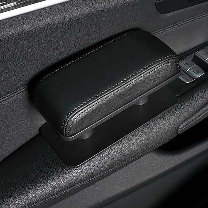 Car Driver Arm Pad Cushion, Car Center Console Elbow Cushion Pad Car Door Armrest Rest Pad Adjustable Height Comfort Universal Fit for Most Car, Solid Black