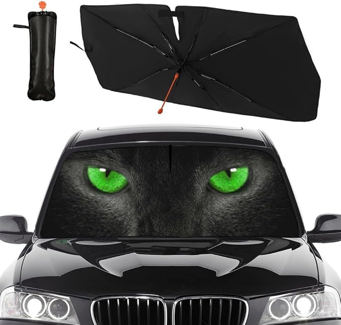 Socira Cat Eye Car Windshield Sunshade Umbrella Foldable Umbrella Sun Shade Cover Sunshade Front Window Cover Car Accessories Interior Blocks Uv Rays Keeps Cool (57" X 30")