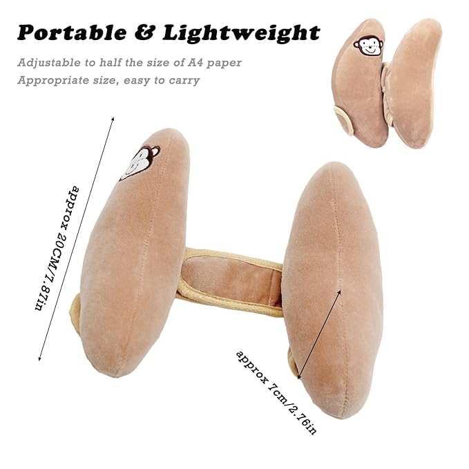 Adjustable Travel Pillow for Infant, Portable Baby Head Neck Support Pillow for Car Seat and Stroller, Banana Travel Headrest Pillow for Infant, Comfortble Toddler Neck Pillows for Pushchair, Brown