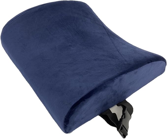 Bookishbunny Comfortable Ergonomic Memory Foam Back Lumbar Support Cushion for Chairs Car Office Home with Removable Soft Velvet Cover (Navy Blue)