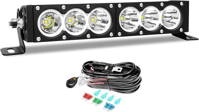 Willpower 12 inch Single Row White LED Light Bar 60W Off Road Spot Beam LED Work Light Truck UTV 4x4 Cars SUVs ATVs Boats Fog Driving Light with Wiring Harness Kit