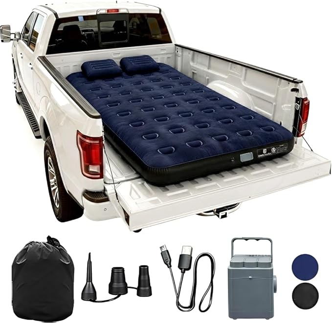 Umbrauto Truck Bed Air Mattress for 5.5-6.5ft Pickup Truck Bed, Cordless Pump Airbed Mattress with Accessories Kit for Outdoor Road Trip Travel
