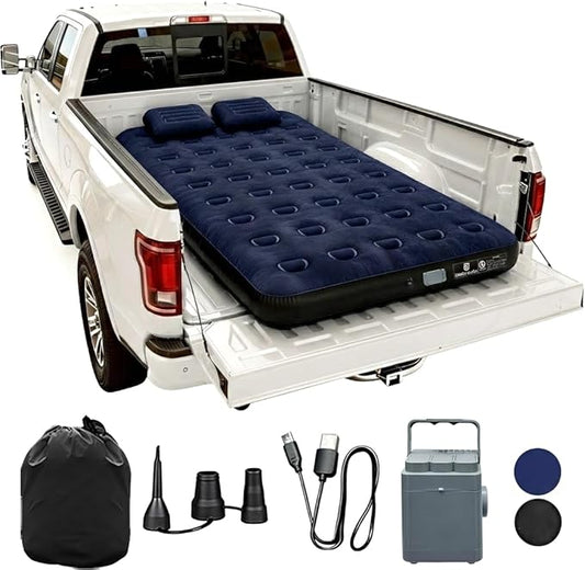 Umbrauto Truck Bed Air Mattress for 5.5-6.5ft Pickup Truck Bed, Cordless Pump Airbed Mattress with Accessories Kit for Outdoor Road Trip Travel