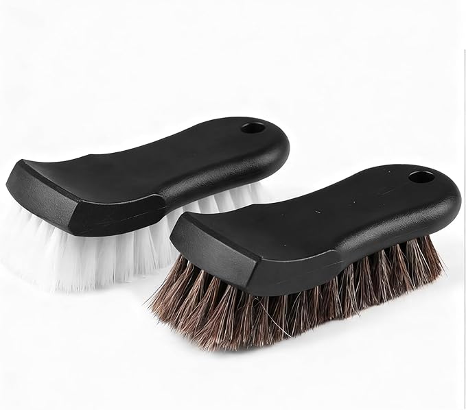 Upholstery Brush Set, Horse Brush Set, Convertible Top Brush, Cleaning Brush for Leather,Carpet, Car and Long Bristle Horse Hair Car Cleaning Brush for Car Interior Leather Seat and Home Furniture