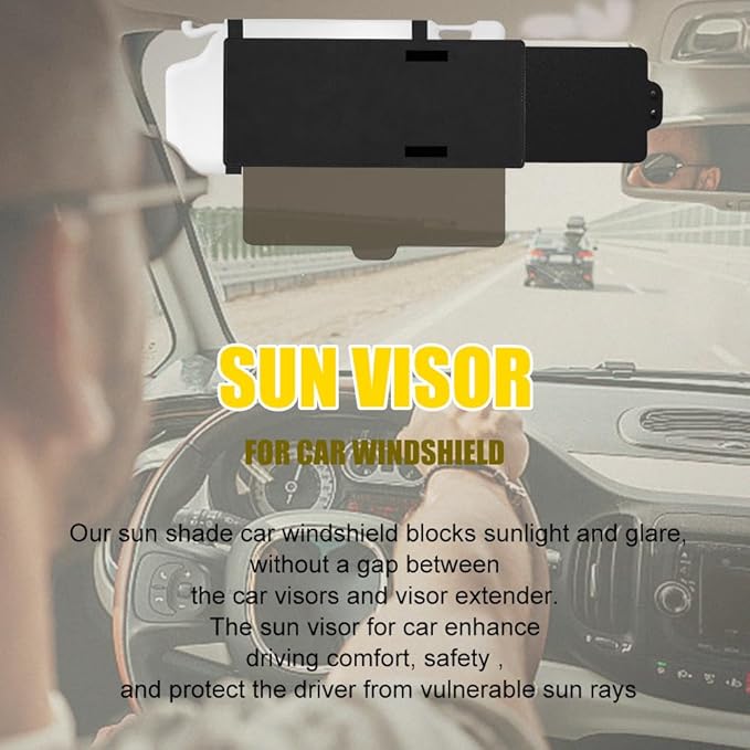 Polarized Car Sun Visor Extension with PC Lens and Side Sunshade, Anti-Glare Visor for Most Cars (Dark Brown)