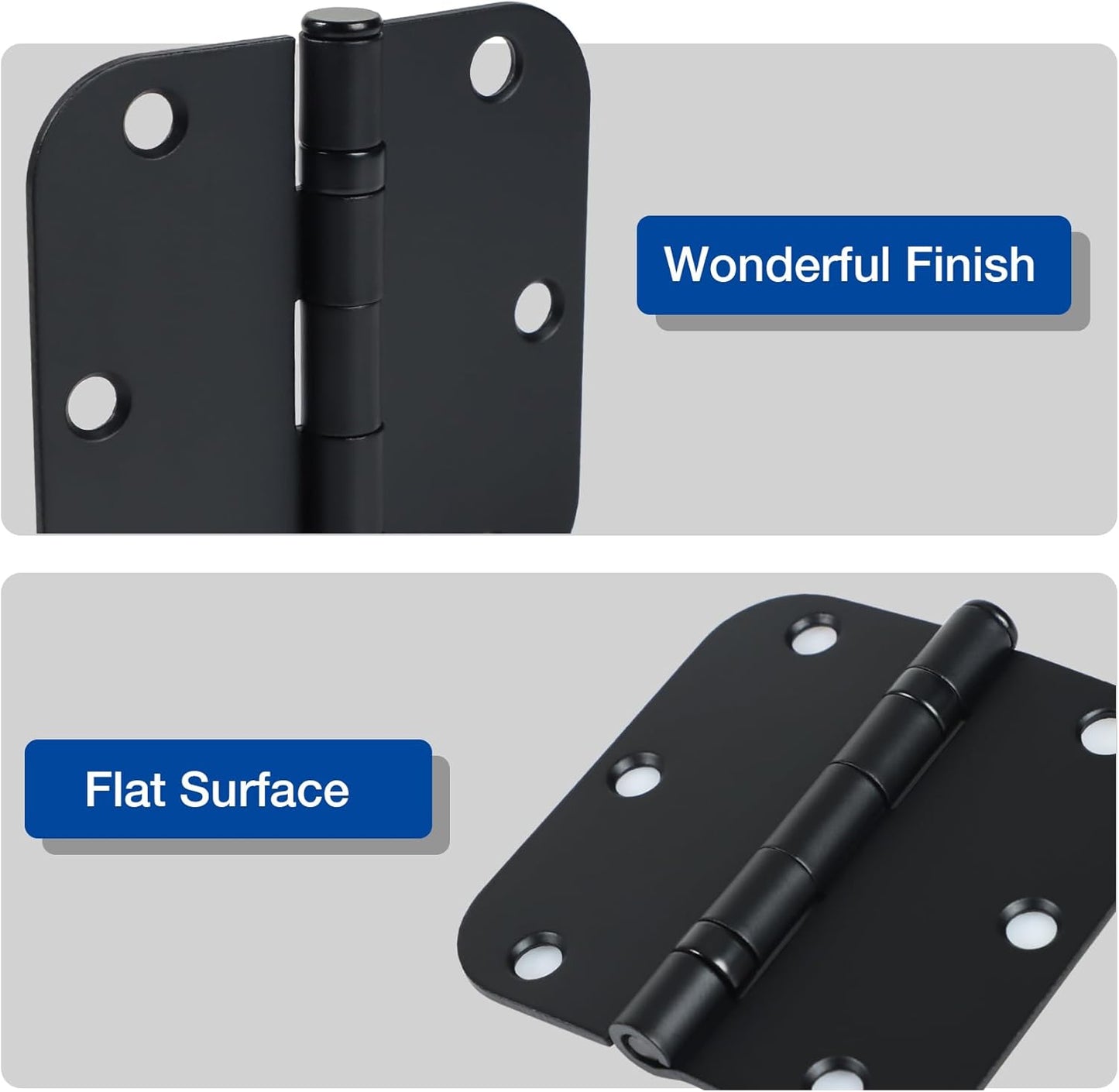 1 Pack Ball Bearing Door Hinges Matte Black 3.5 Inch 5/8" Radius Round Anti Squeak Interior 3-1/2"Flat Iron Bifold Standard Office Bedroom Indoor for Doors 3 ½" Hardware Home House Decor Accessories