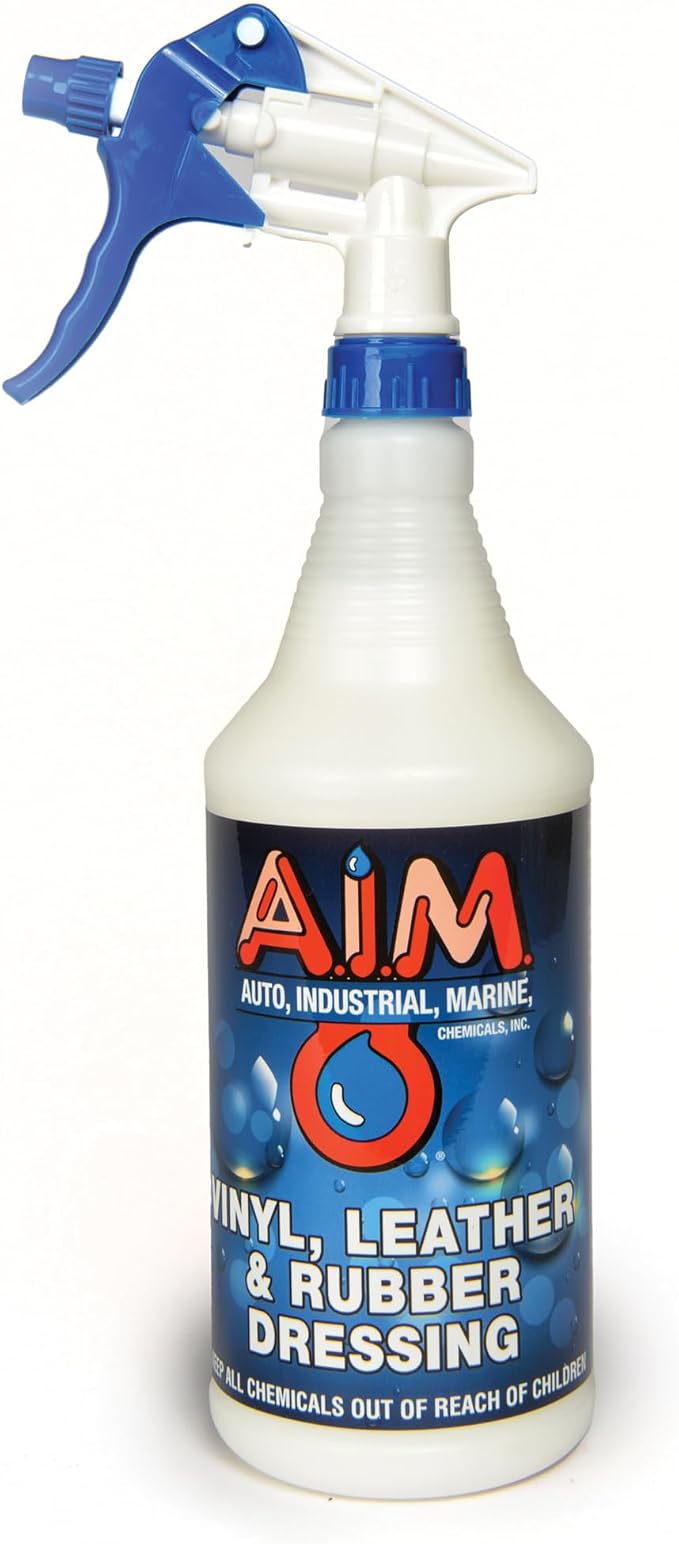 AIM Chemicals Vinyl Leather Rubber Multi-Purpose Dressing -Effective UV Protection -Leather Cleaner & Conditioner -Suitable for Interiors, Exteriors, Engines -Anti-Static -Water-Based for Cars, Quart
