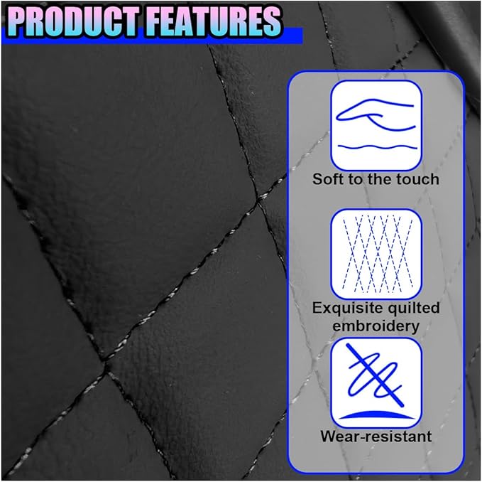 Leather Car Center Console Cover, Universal Automotive Armrest Booster Cushion, Vehicle Middle Console Organizer with 2 Cup Holders, Side Storage Bag, Tissue Box & Phone Slot(BlackRed)