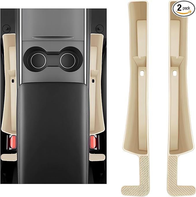 KVAEY 2PCS Car Seat Gap Filler, Automotive Seat Organizer Fill The Gap Between Seat and Console, Universal Car Gap Seat Storage for Phone Wallets and Keys, Car Accessories (Beige)