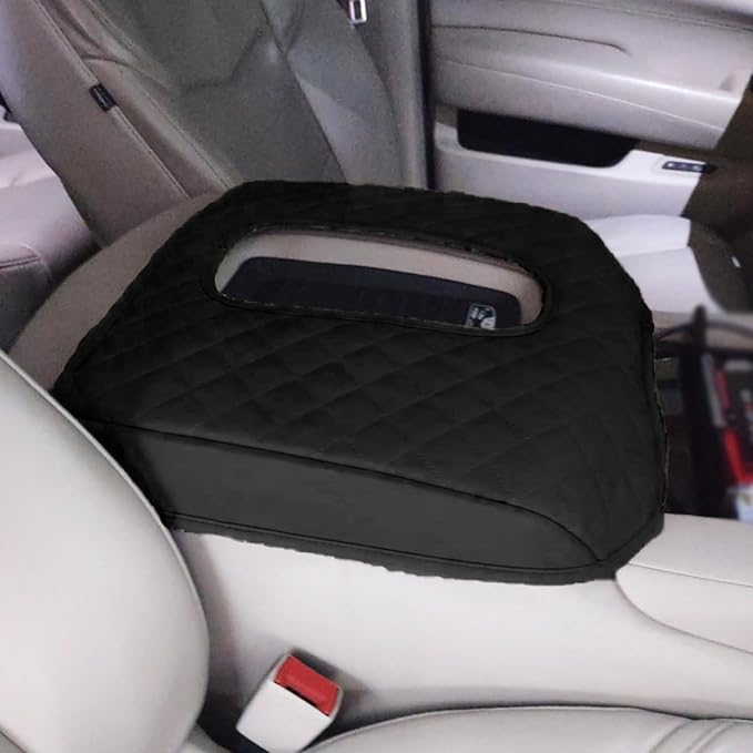 Center Console Armrest Seat Box Cover Compatible with Cadillac Escalade 2015-2020, Cushion Lid Protector Pad Anti-Scratch Interior Accessories (2015-2020 Black)