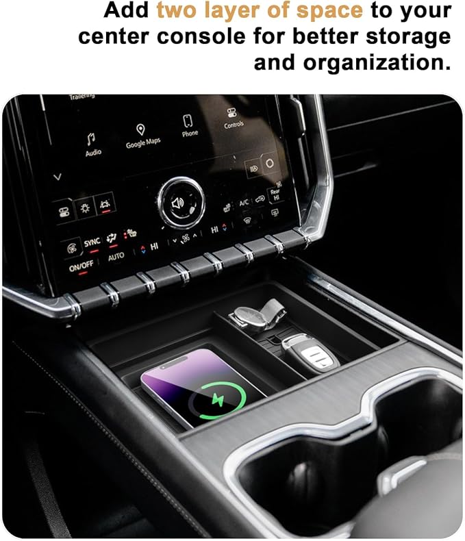 ECOZEN 2026 Acadia Center Console Organizer - For 2024-2026 GMC Acadia Under Screen Organizer Storage Tray - Compatible with 2024-2026 GMC Acadia(Elevation/AT4) Accessories ABS - Not Fit Denali Trim