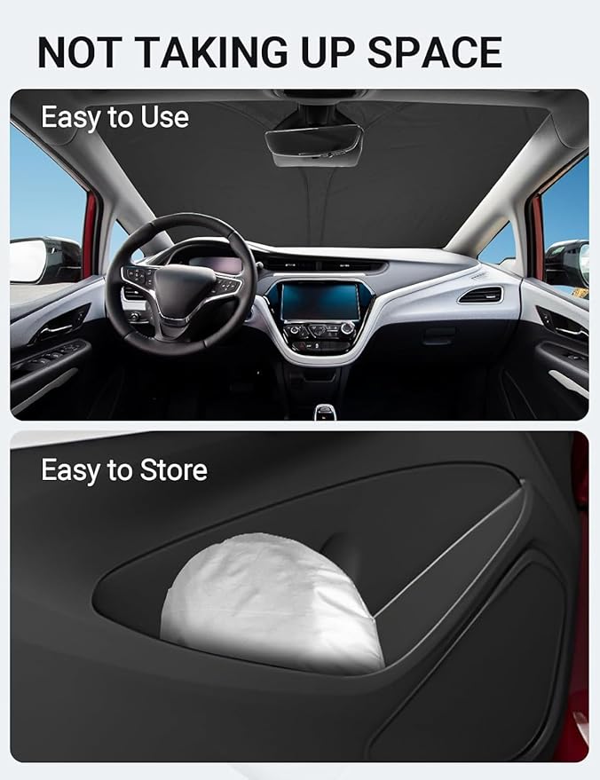 Proadsy 2026 Upgrade Front Windshield Sun Shade Foldable Sunshade Protector Custom Fit 2017-2023 Bolt EV Hatchback, Premier Hatchback (NOT for Chevy Bolt EUV) Accessories