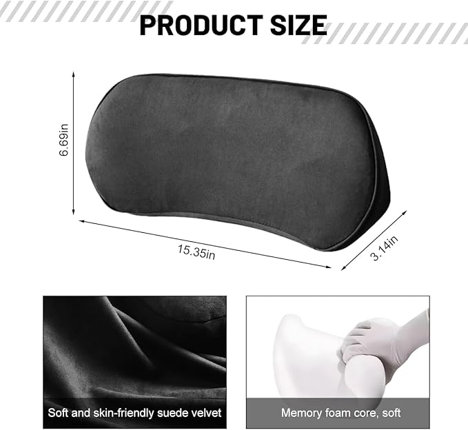 Car Lumbar Support Pillow, Memory Foam Vehicle Seat Lower Back Support Cushion for Back Pain Relief & Sciatica, Comfortable Auto Driver Seat Pad, Universal for Vehicles (Black)