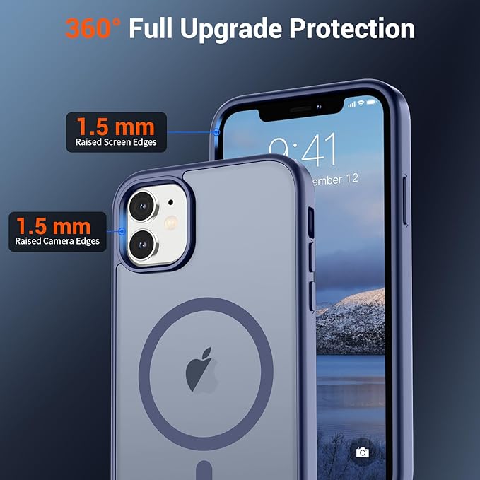 SUPFINE Magnetic for iPhone 11 Phone Case(Compatible with MagSafe)(Military Grade Drop Protection) Translucent Matte Shockproof Phone Case, Lavender Gray