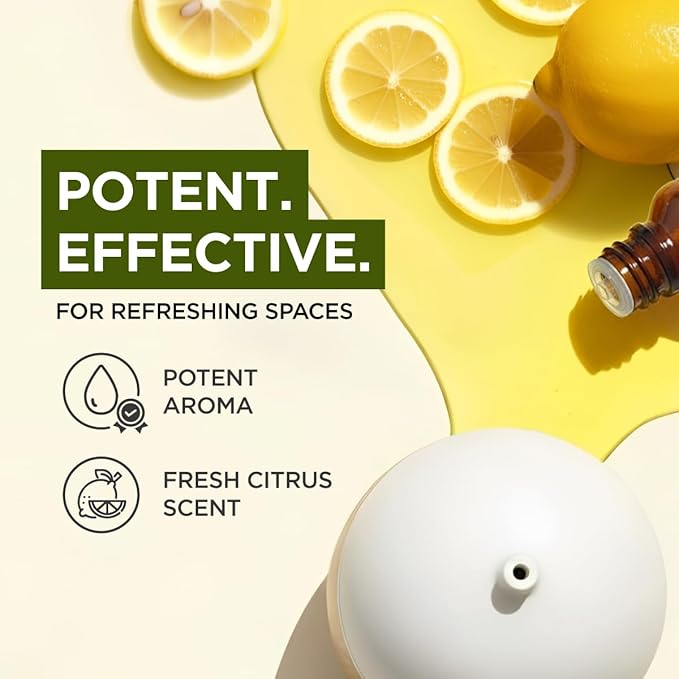 100% Pure Lemon Essential Oil - 0.34 Fl Oz - Lemon Oil for Hair, Skin, Diffuser, Aromatherapy & DIY Candle Making Scent