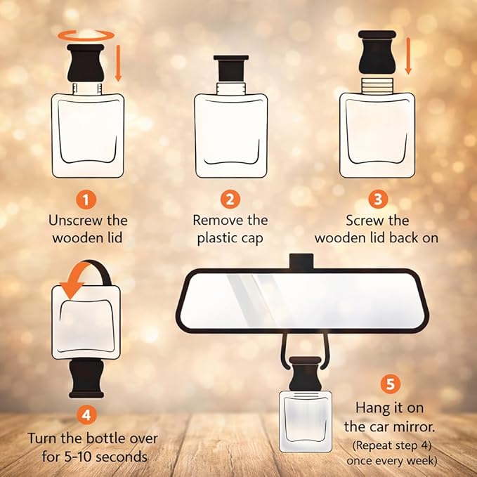 Gift Paradise® Bamboo & Coconut Car Air Freshener Set of 3 – 10 ml Hanging Diffusers with Wooden Cap, Clean Spa Coconut Scent for Car, Closet & Office, Long Lasting – Premium Magnetic Gift Box