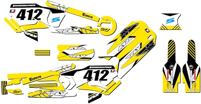 12eDRIVE Fly Racing Yellow Senge Graphics Kit Compatible with Stacyc
