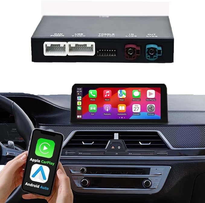 Carplay Android Auto Adapter for BMW NBT System Wireless Carplay Retrofit Decoder with 1 2 3 4 5 6 7 X1 X3 X4 X5 X6 Series Support Airplay Mirror Link, GPS/Navigation, Reverse Camera