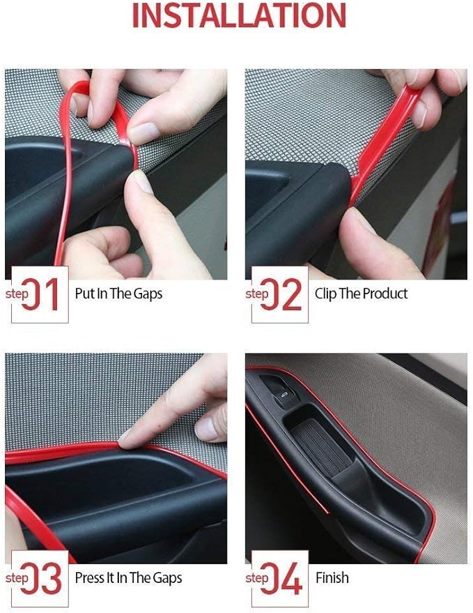 Car Lights Interior El Wire Car kit Cold Interior Trim Bright Light for Car Interior Decoration(5m/16ft,Red)