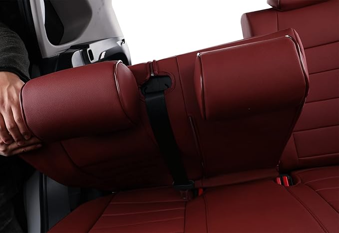 EKR Rav4 Seat Covers Custom Fit for Toyota Rav4 (Only Hybrid) 2019-2025 LE,XLE,XLE Premium,Limited,Woodland Edition, Leather Car Seat Cover Full Set for SUV,Faux Leather(Burgundy)