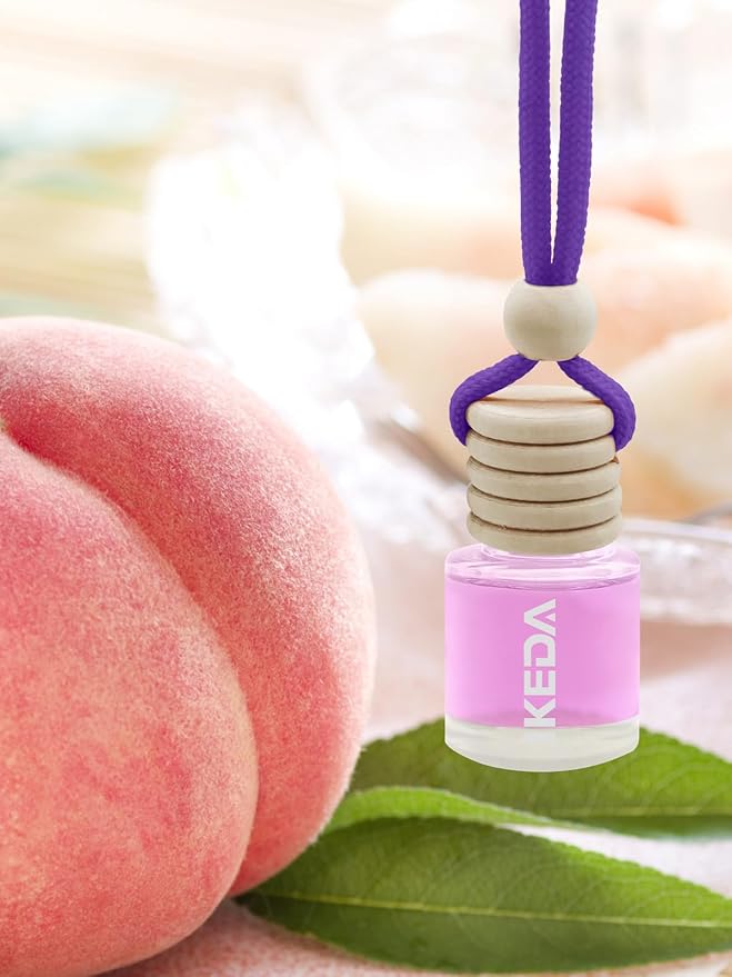Ikeda Car Air Freshener: Hanging Car Smell Air Freshener | 10ml Hanging Car Perfume | Long Lasting Fragrance | Strong Scents Diffuser for Auto Home (White Peach|Circular)
