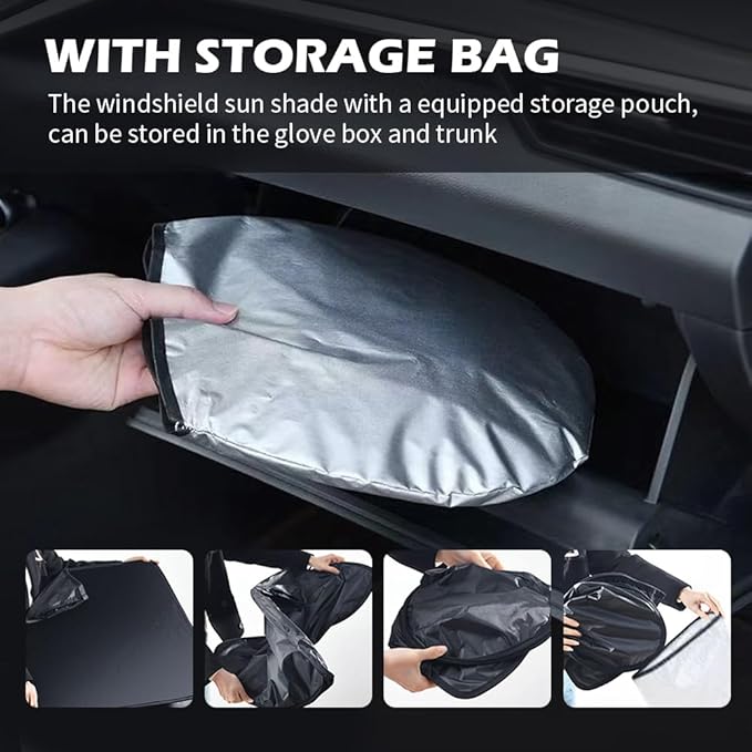 57.09 * 31.5" Windshield Sun Shade Foldable,Upgraded 210T Radium Titanium Silver Car Windshield Cover with Storage Pouch for Automotive Interior Protection,Universal Car Sun Shade (57.09 * 31.5 inch)