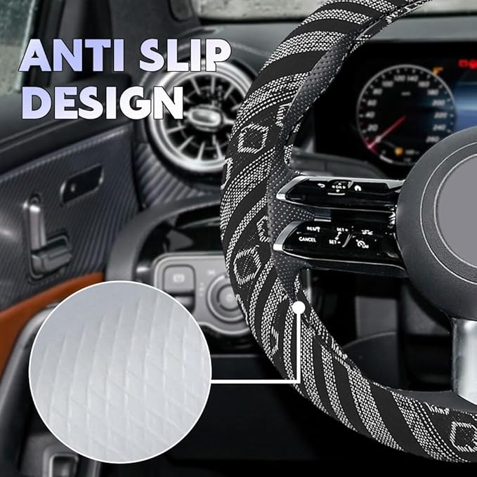 Boho Steering Wheel Cover, Steering Wheel Cover Women, 15 inch Hippie Style Protector Covers, Universal Ethnic Flax Cloth Car Accessories Universal for SUV Van Truck (Hippie-E)