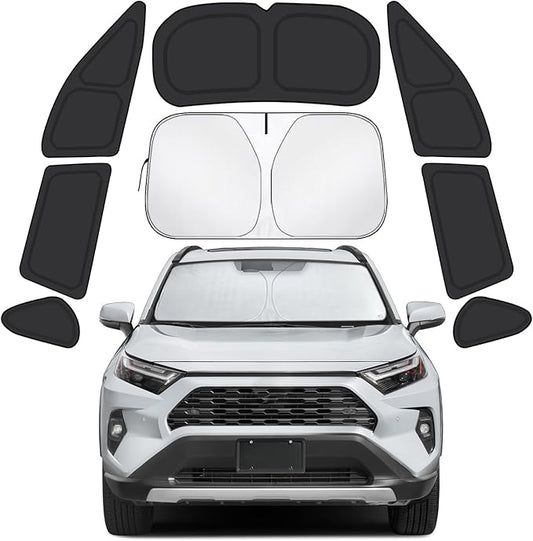 Car Window Shades for Toyota RAV4 2019-2025 Accessories - Full Set 8PCS Side Window Sunshades with Memory Frame & Blackout Fabric, Privacy UV Shield for Camping/Travel