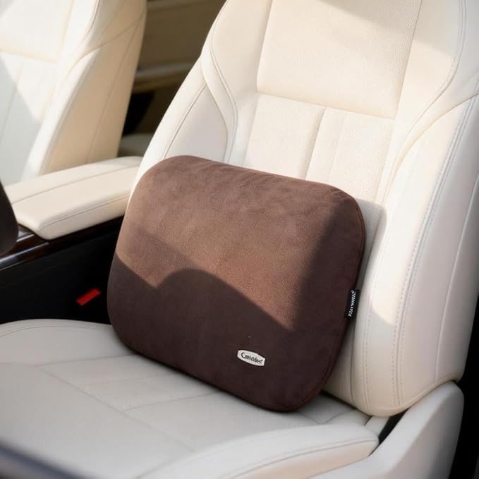 Lumbar Pillow for Chair Pad Latex Soft Lower Back Pain Relief Support for Car Seat Travel Rest Home Office Accessories Thin Brown