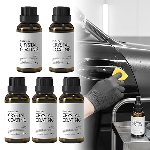 Crystal Coating for Car Plastic Parts - Plastic Trim Restorer to Restore Faded Surfaces - Long Lasting Shine, Easy Wipe-On for Dashboard, Door Panels & Exterior Trim (5)