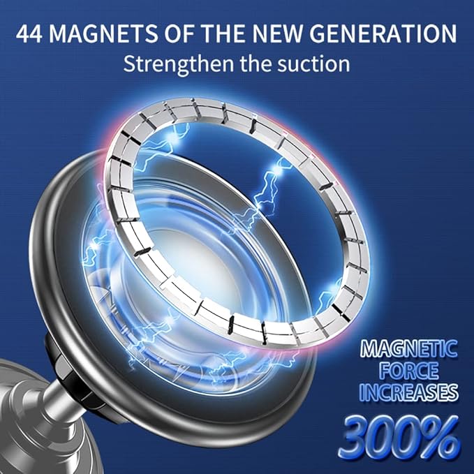 Compatible for MagSafe Car Mount for iPhone,2026 New Upgrade Dashboard 360° Rotation Magnetic Car Mount,Universal Cell Phone Holder for MagSafe iPhone 15/14/13/12 and Above Series (Silver)