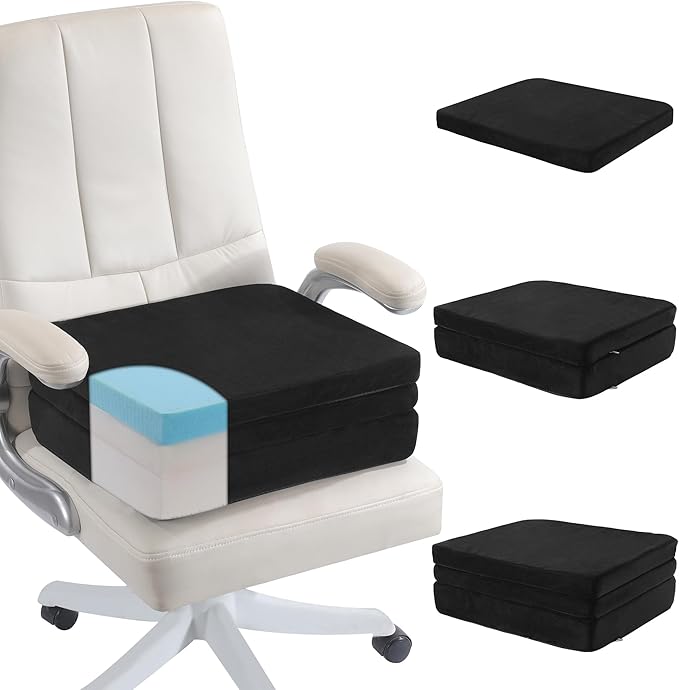 MABOZOO Height Adjustable Chair Cushions, 6 Inch Thick Office Chair Booster Seat Cushion to Raise Height, Extra Thick Seat Pad for Wheelchair, Home, Office, Car(17.7 * 15.7 * 6 Inch)
