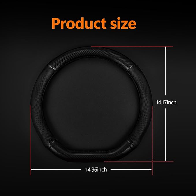 1 Pack Car Breathable Steering Wheel Cover, Wear -Resistant Steering Wheel Sleeve, Carbon Fiber Non-Slip Steering Wheel Protector, Four Seasons Universal Steering Wheel Set (D -Shaped)