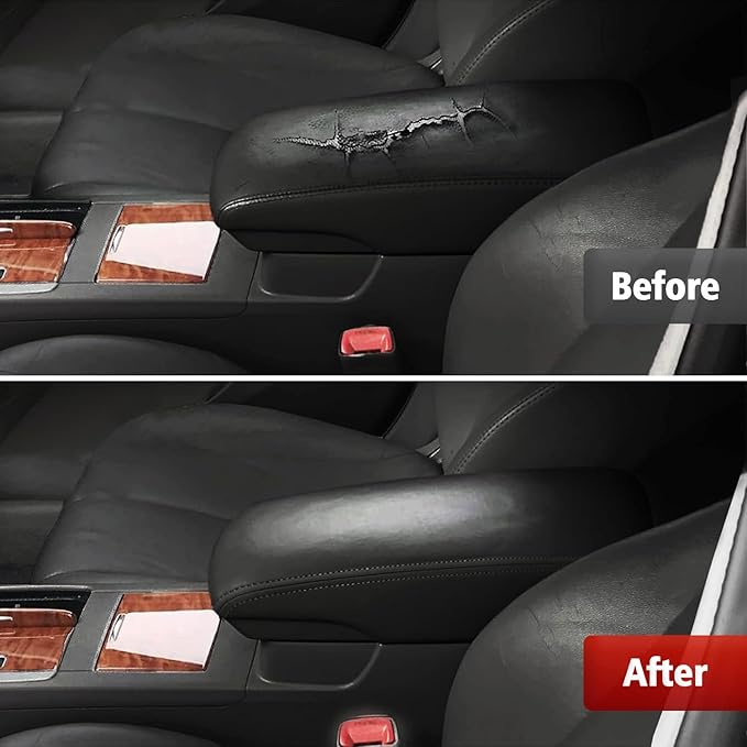 KBH Center Console Cover Replacement for Toyota Camry 2007 2008 2009 2010 2011, Vinyl Leather, Car Armrest Upholstery, Anti-Scratch, Black (Leather Part Only)