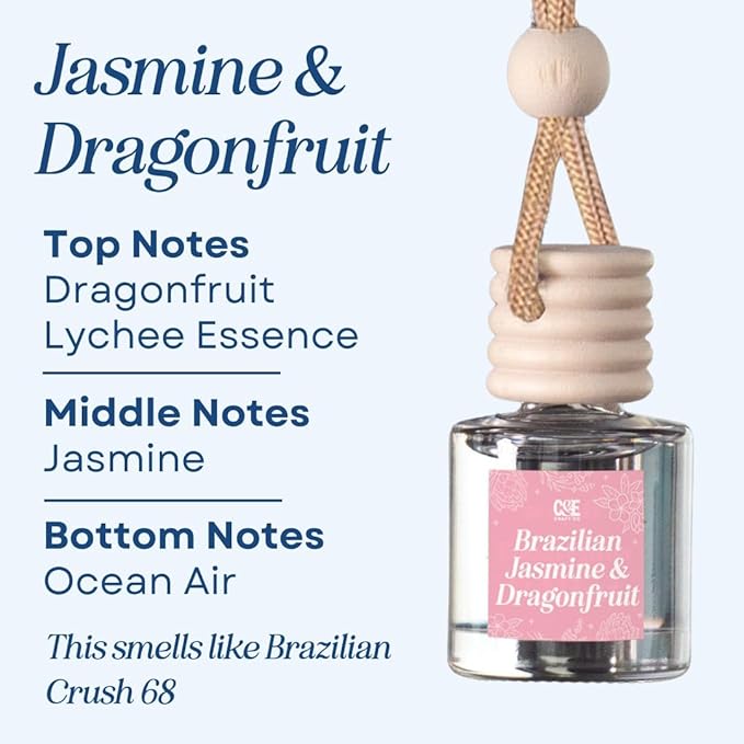 CE Craft Car Air Fresheners - Hanging Car Air Freshener Diffuser - Reusable Bottle with Long Lasting Car Oil Scent - 2 pack, Pistachio + Brazilian Jasmine