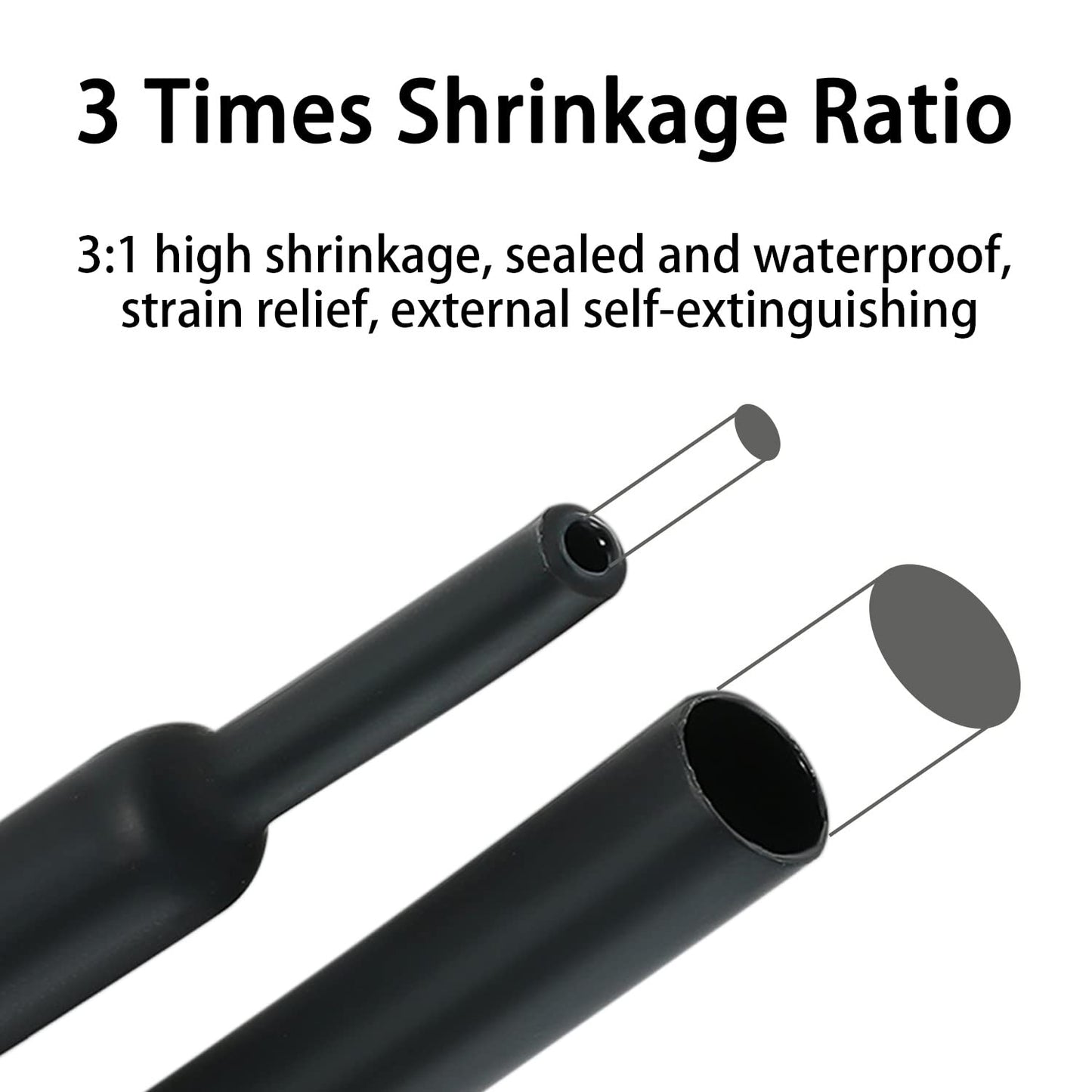 3:1 Ratio Heat Shrink Tubing Roll Adhesive Lined Industrial Marine Grade Dual Wall Heat Shrink Tube Waterproof and Sealed Black (3/4 inches(19.1 mm), 10 Feet)