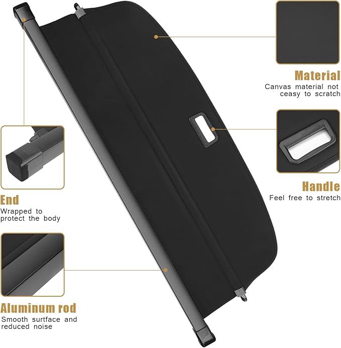 Cargo Cover Fit for VW Volkswagen Tiguan 2018 2019 2020 2021 2022 2023 2024 for Retractable Trunk Rear Security Cover Shielding Shade