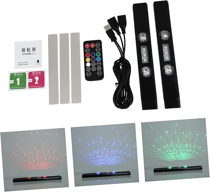 1Set Car Interior LED Atmosphere Lights Rechargeable Colorful Vehicle Foot Strip Lighting Kit for Ambient Decoration Multi Color Sound Control LED Lights