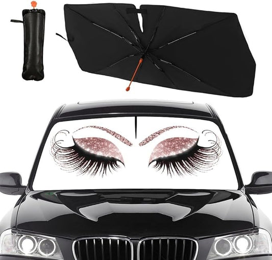 Socira Gorgeous Eyelash Car Windshield Sun Shade Umbrella Foldable Sunshade for Front Window Auto Windshield Sunshade Protect from Sun Rays Heat 57'' X 30'' Fits Most Cars Trucks & Suvs