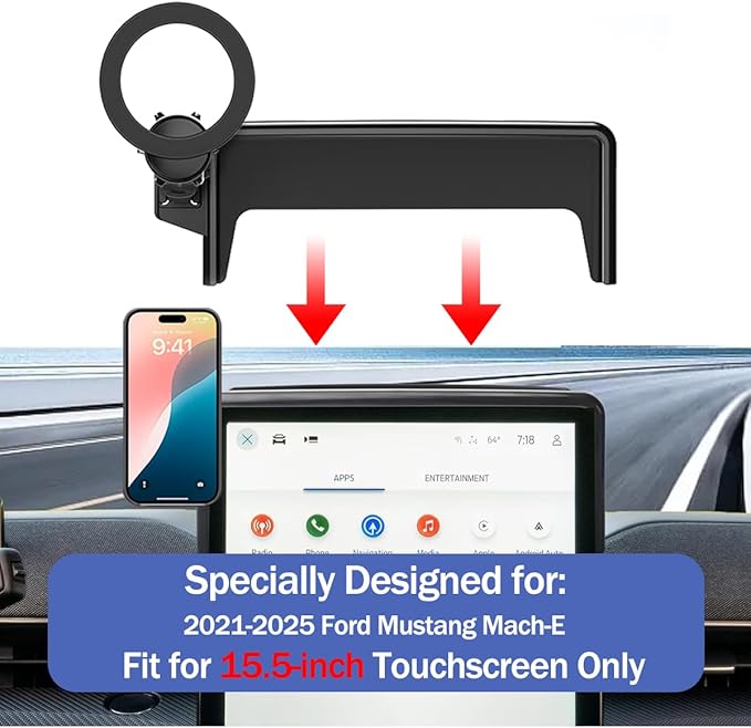 Car Phone Holder for 2021-2024 2025 Ford Mustang Mach-E 15.5-Inch Touchscreen, Cell Phone Mount Compatible with MagSafe