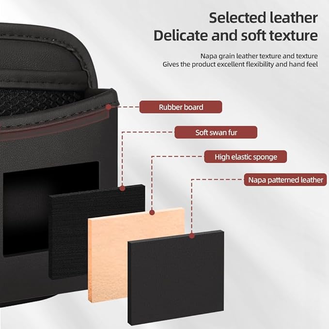 Car Seat Side Pocket Organizer - PU Leather Auto Door Console Mini Storage Bag for Keys, Phone, Sunglasses, Registration, and Documents (Dark Brown)