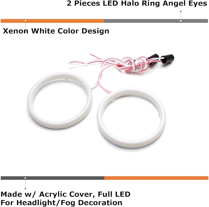 iJDMTOY Frosted Surface 6000K Xenon White SMD LED Angel Eyes Halo Ring Kit Compatible with Nissan 2006-2009 350Z, 2010-2020 370Z Fairlady Z