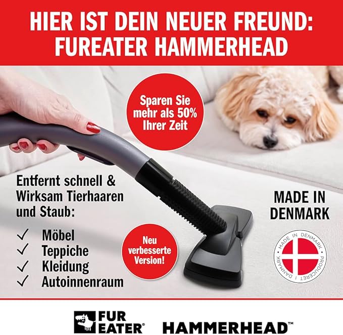 Vacuum Cleaner Brush Attachment for Removing Pet Hair (2.0 Improved Version) Cats & Dogs Lint Remover for Furniture, Carpets, Car Detailing, Universal Fit with Adapter 1 1/4 and 1 3/8 inches