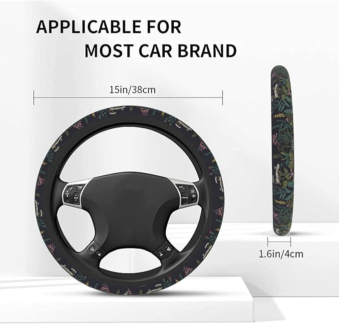 Wildflower Car Steering Wheel Cover for Women Men, Non-Slip Steering Wheel Protector, Universal 14"-15" Fit for Cars, SUVs, Trucks (Wild Flowers)