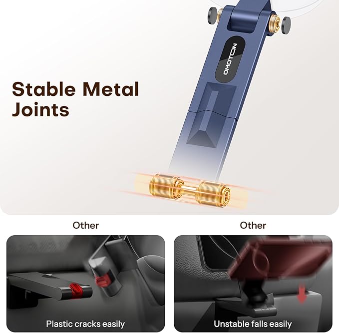 OMOTON TP02 360°Rotating for MagSafe Tripod Mount, Adjustable Aluminum Magnetic Phone Tripod for iPhone 17/16/15/14 Pro Max Air, Foldable Cell Phone Stand Fits Vlog, Gym, Travel Essentials, Navy Blue