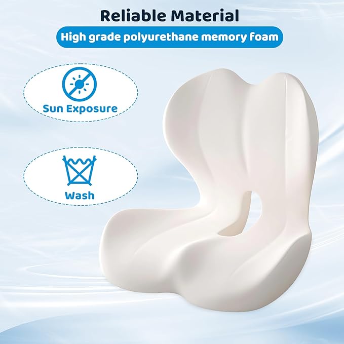 Memory Foma Car Seat Cushion Relief Back Pain, Ergonomic Comfort Tailbone Wheelchair Cushions, Driver Passenger Sciatica Reducing Hemorrhoid Pillow, Coccyx Support Office Chair Cushion 2 Pcs