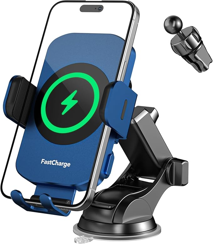 Wireless Car Charger, Fast Charging 15W Auto Clamping Car Charger Phone Holder Phone Mount for iPhone17 16 15 14 13 12 11 Pro Max Xs, Samsung Galaxy S24 Ultra S23 S22 S21 S20 S10+ Note 9, etc